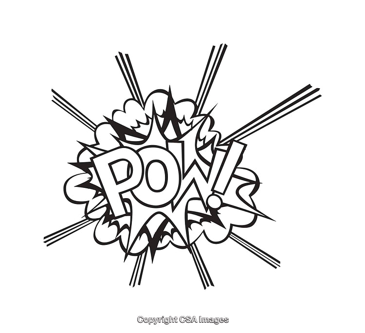 Comic Style Black and White Line Art Explosion Text Illustration