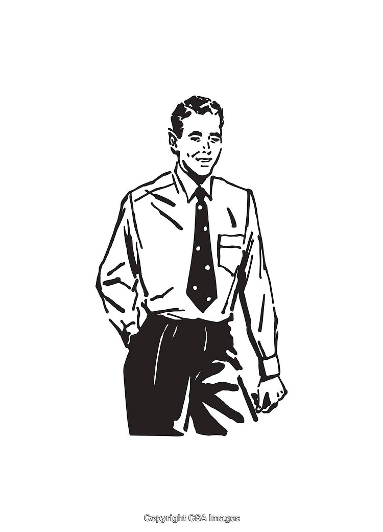 Retro Black and White Illustration of a Stylish Professional Man