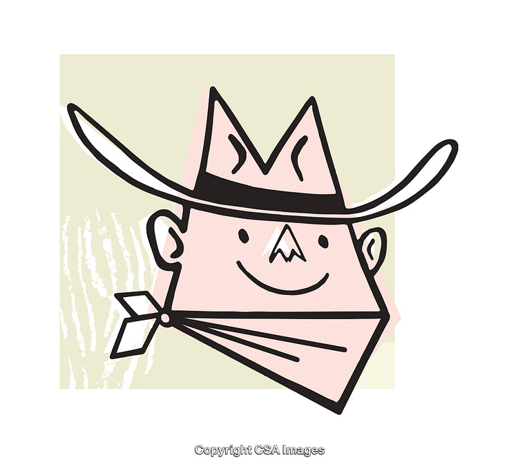 Playful Cartoon Cowboy Illustration With Geometry Inspired Design