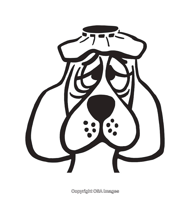 Endearing Black And White Sketch of a Sad-Looking Dog
