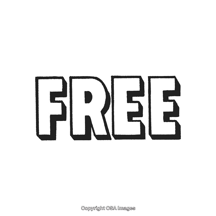Illustrated Text Depicting the Word Free in Bold Black Font on White