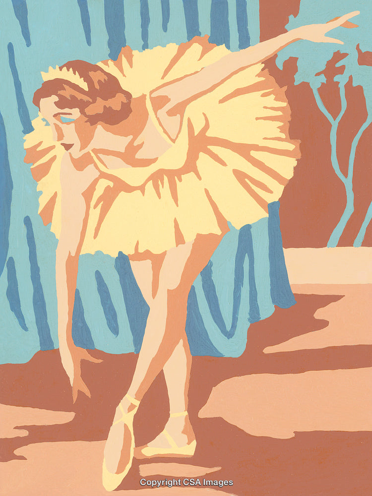 Elegant Ballerina Illustration in a Stylized Paint by Numbers Style