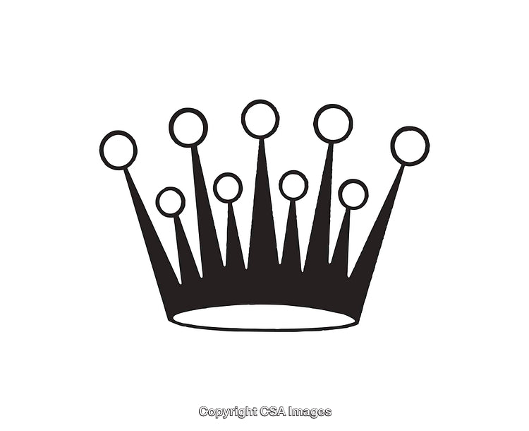Black And White Simplistic Crown Icon With Round Points