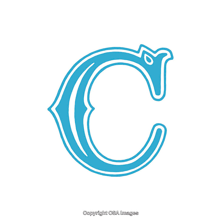 Stylized Artistic Letter C in Blue Design Element Graphic
