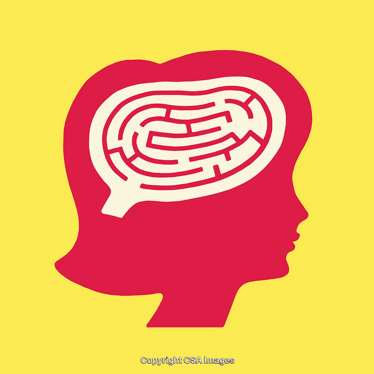 Abstract Head Maze Depicting Cognitive Process and Mental Challenges