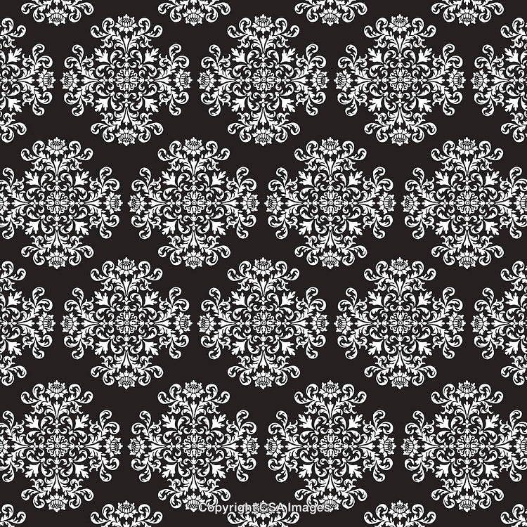 Elegant Black and White Ornate Pattern With Intricate Floral Motifs