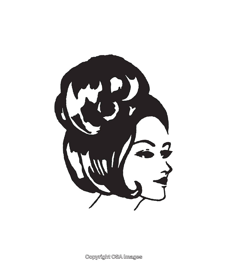 Elegant Retro Styled Woman With Beehive Hair in Line Art Illustration
