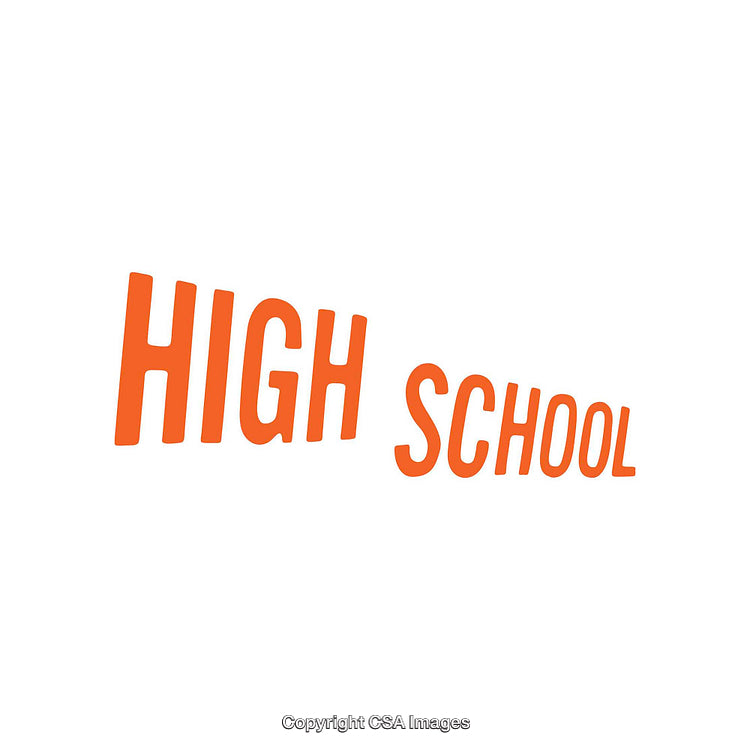Vibrant High School Text Graphic in Bold Orange Font
