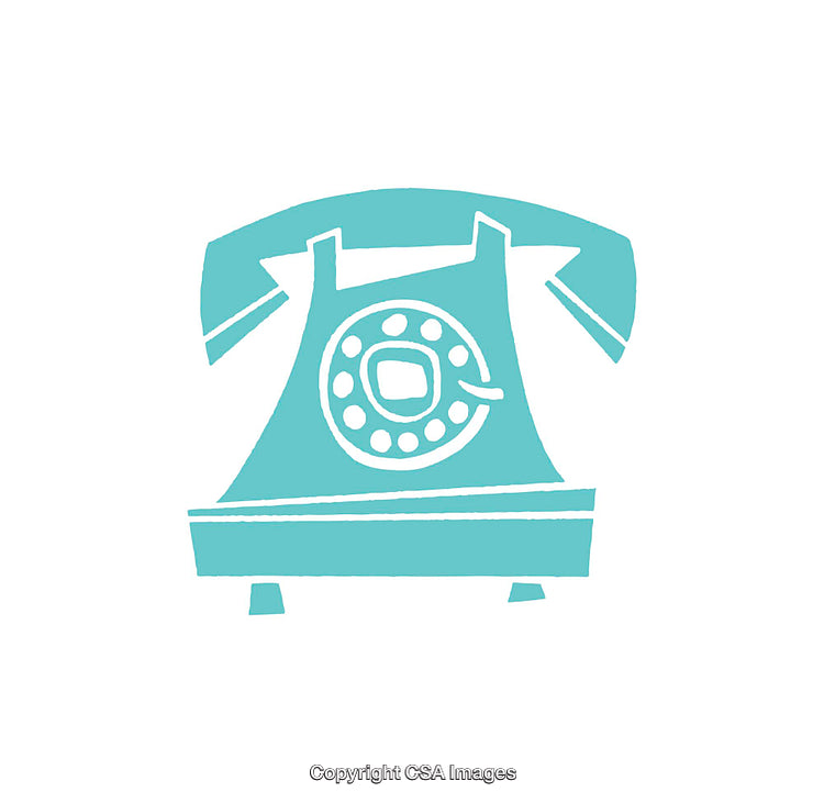 Minimalist Icon of a Vintage Rotary Telephone in Blue