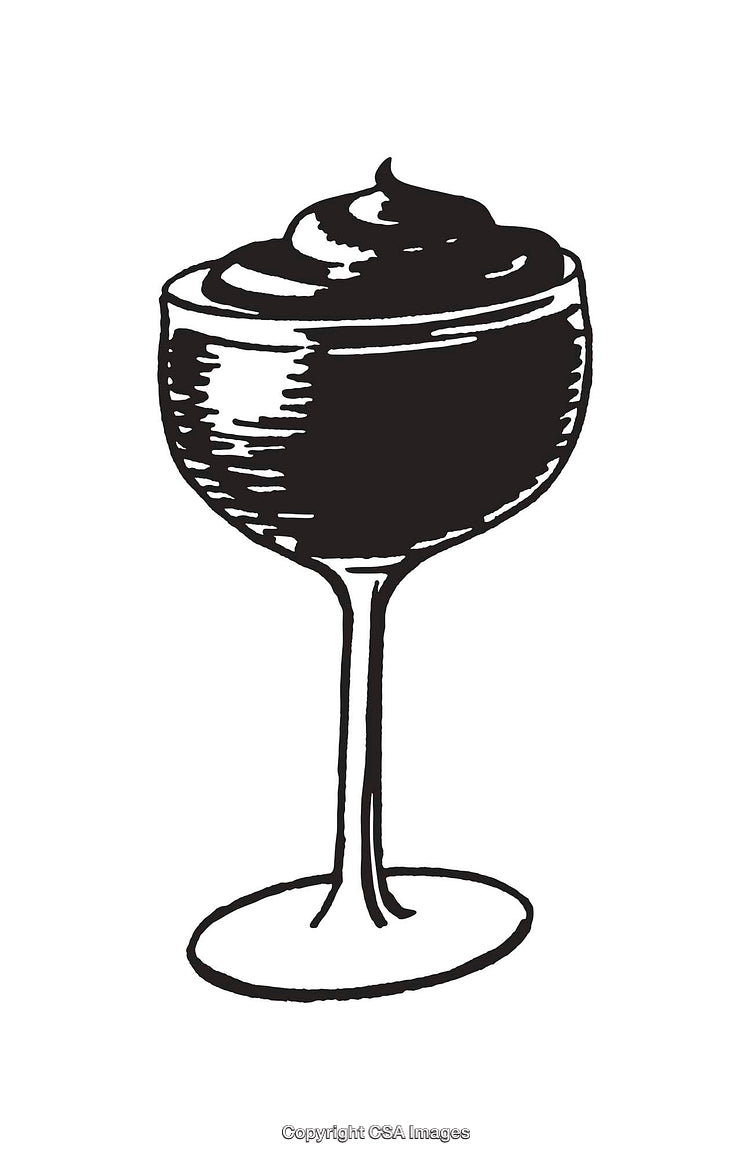 Black And White Line Art Illustration of a Dessert Glass