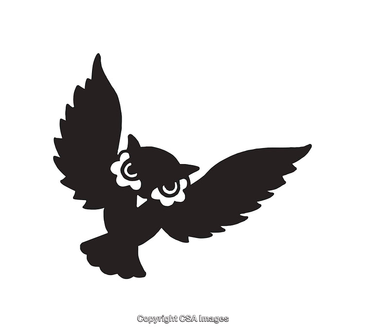 Minimalistic Black And White Icon of a Flying Owl Silhouette