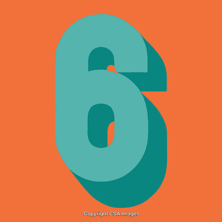 Number Six Graphic with Minimal Colors and Bold Typography