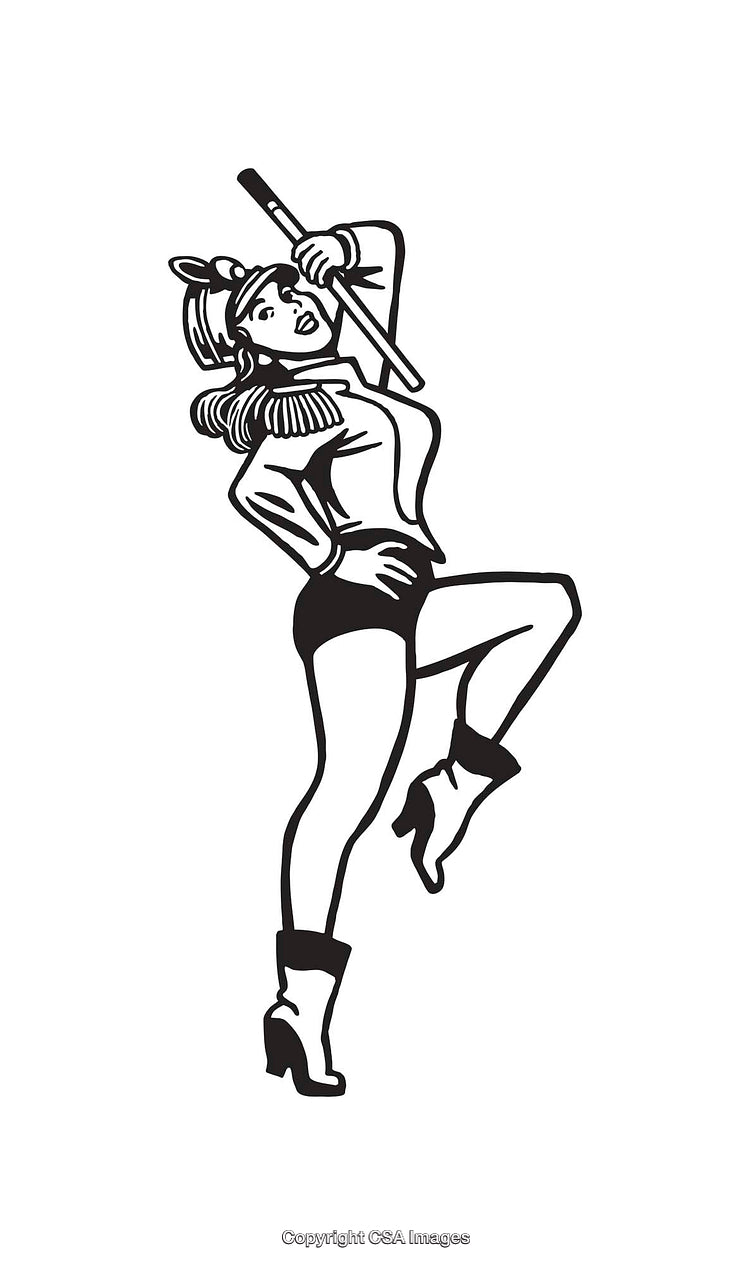 Stylized Line Art Illustration of a Dancing Performer with a Microphone