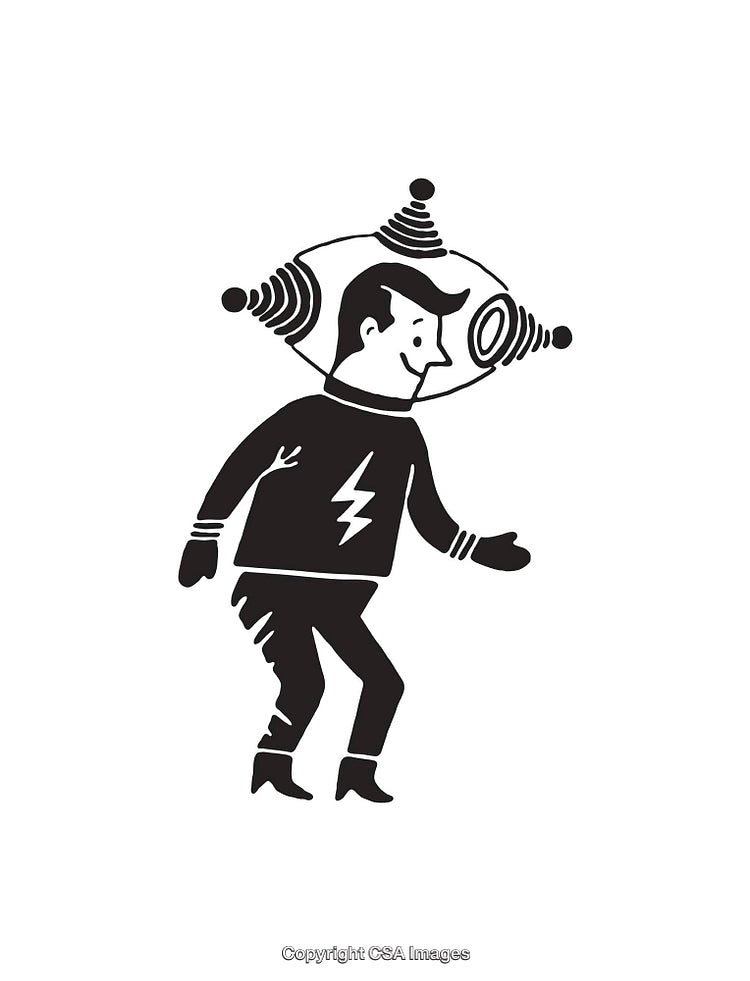 Retro Style Line Art of a Futuristic Concept Character