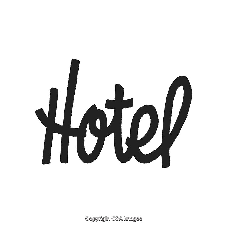 Handwritten Hotel Text Design in Black on White Background