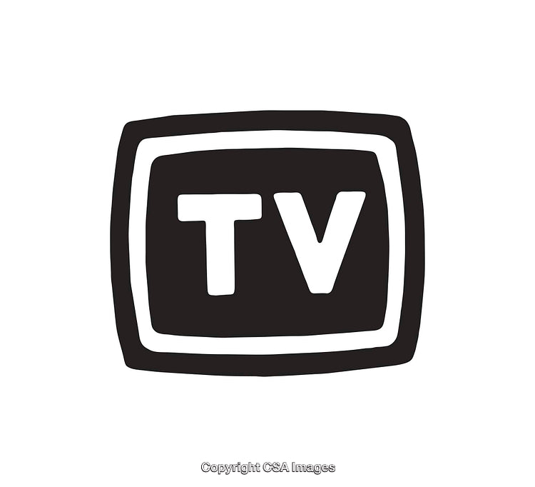 Black and White Icon of Television Screen with TV Text Design
