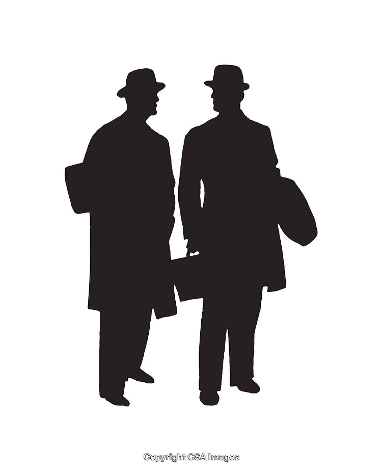 Silhouette of Two Men Engaged in a Business Discussion