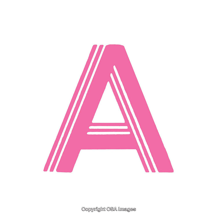 Bright Pink Letter 'A' With Geometric Design Elements on White Background