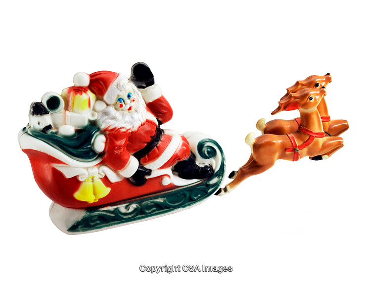 Colorful Santa Claus Figurine with Sleigh and Reindeer for Christmas Decoration