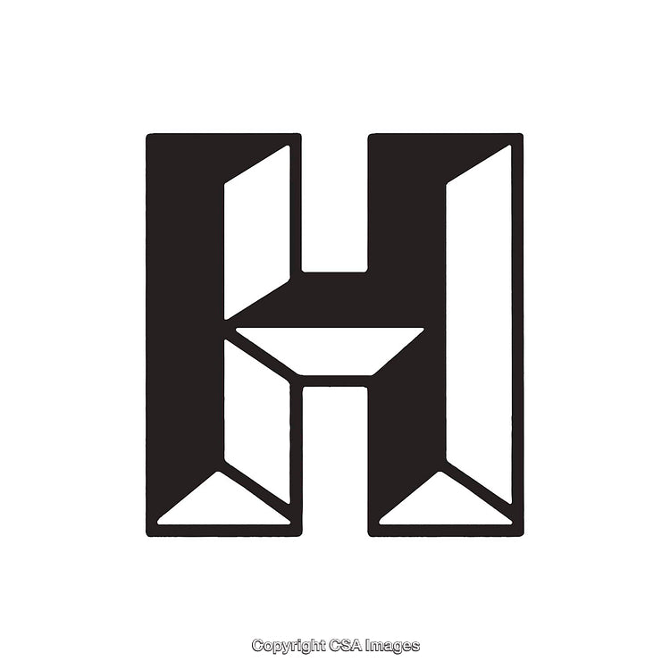 Bold Geometric Letter H in Black and White Design