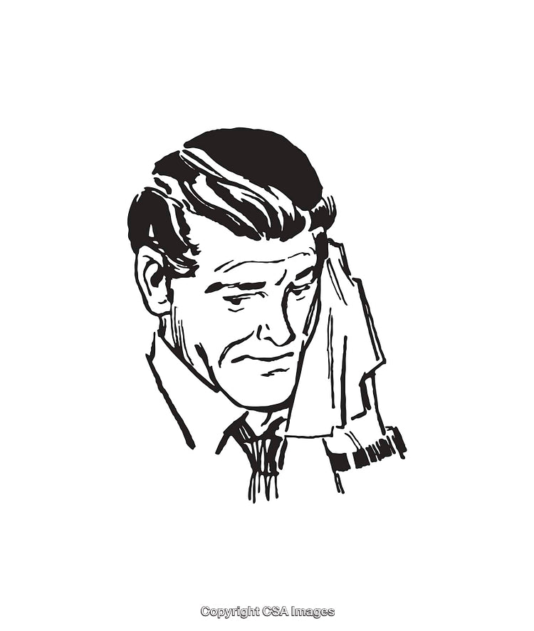 Retro Illustration of a Distressed Businessman with Handkerchief