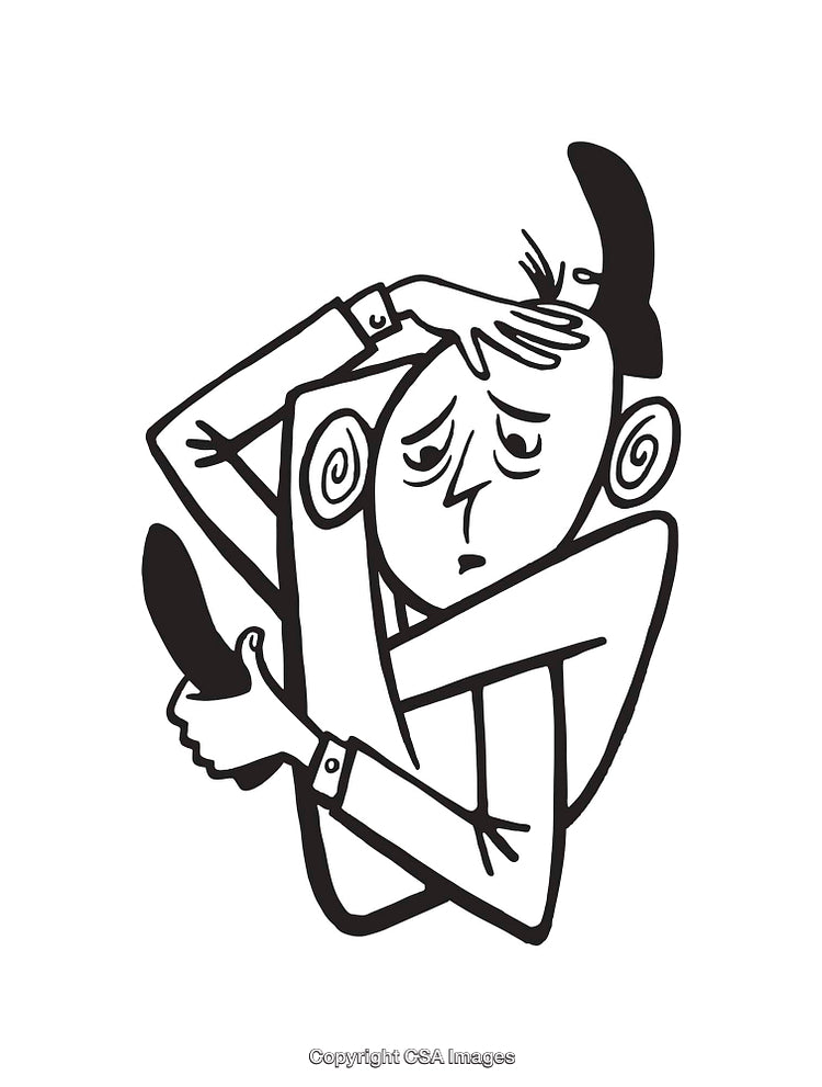 Abstract Line Art Illustration of a Contorted Person in Confusion