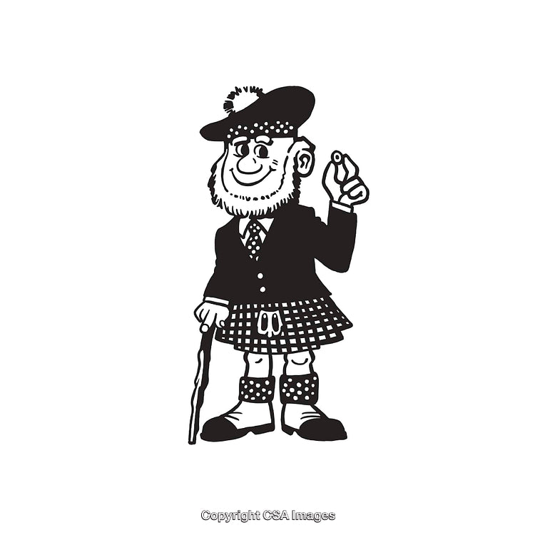 Illustration of a Cheerful Scotsman in Traditional Highland Outfit