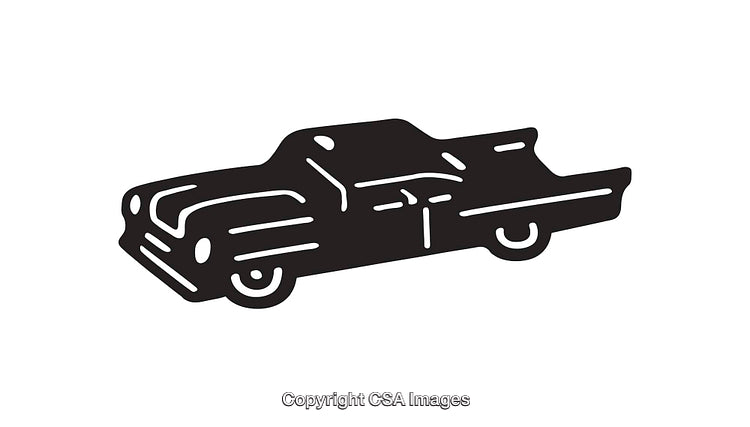 Vintage Black and White Illustration of a Classic Car