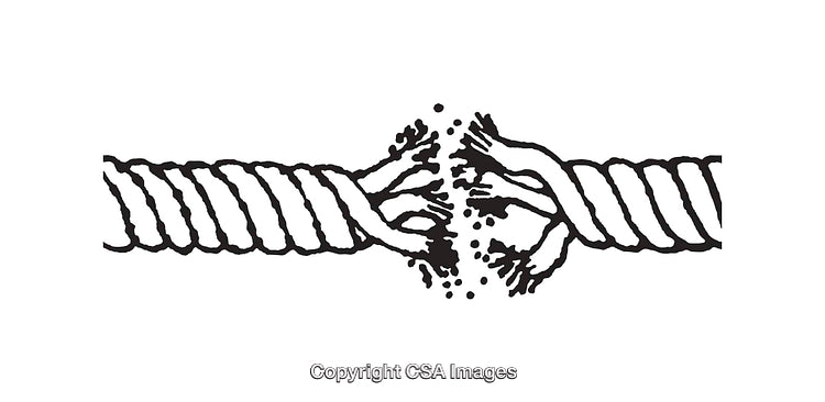 Black and White Artwork of a Rope Fraying at the Center