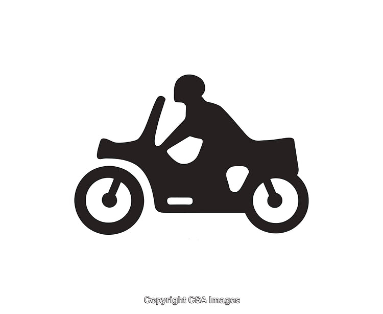 Silhouette Icon of a Motorcyclist Riding a Motorcycle in Profile View