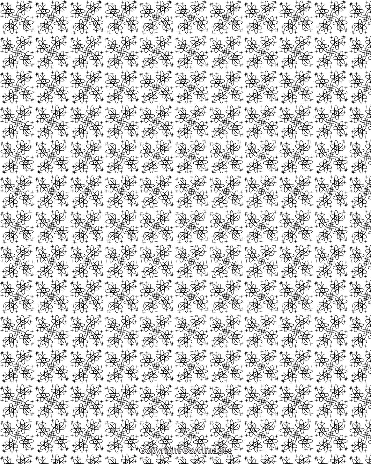Seamless Black and White Atom Pattern Background with Scientific Design