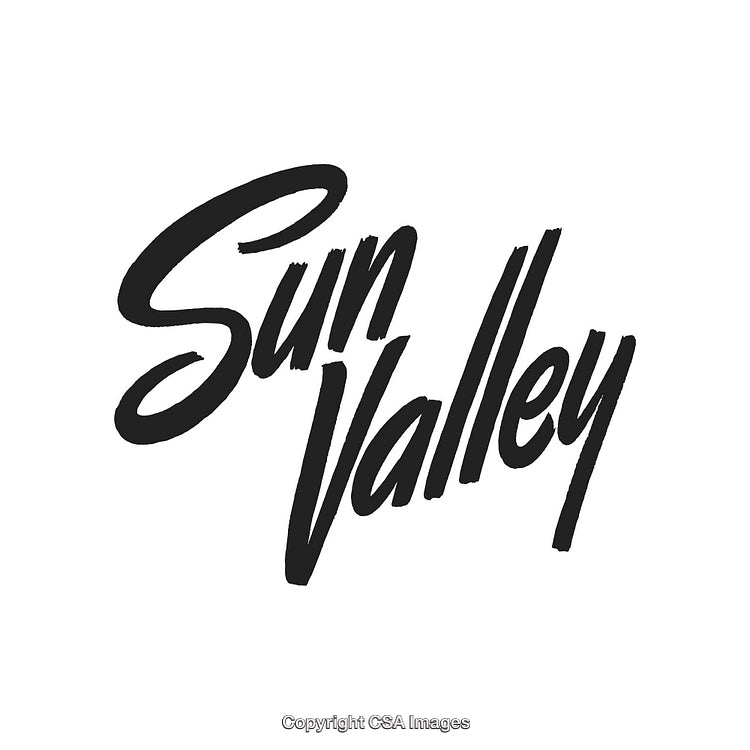 Stylish Handwritten Black Text Reading Sun Valley on White Background