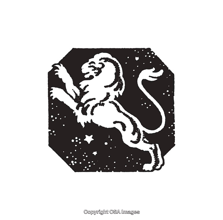 Vintage Black And White Lion Line Art with Starry Background