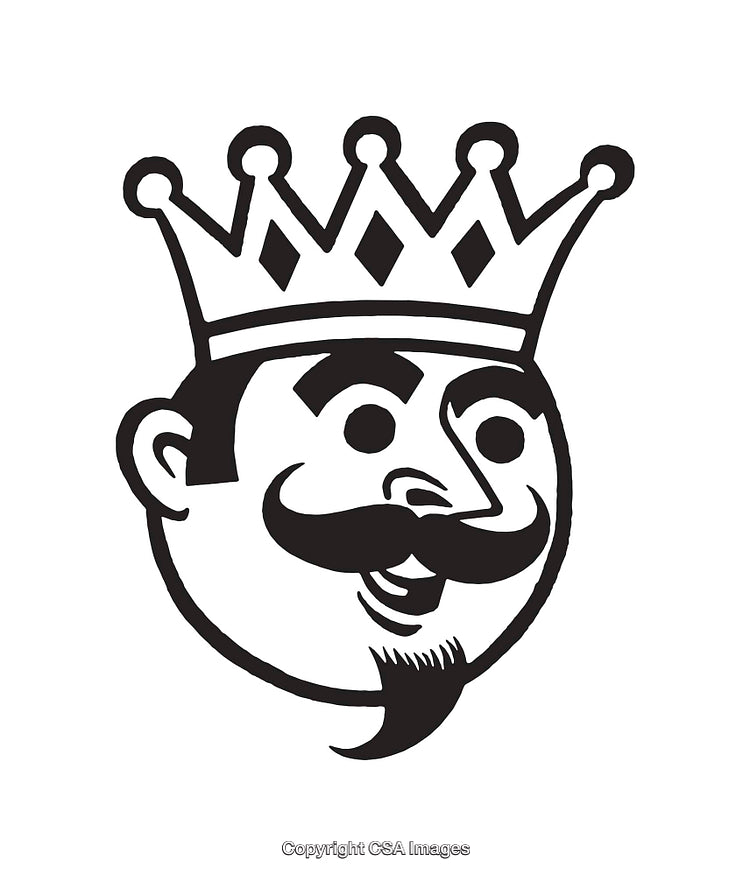 Black and White Line Art of a Cartoon King Illustration