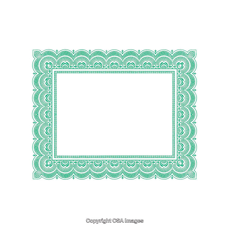 Decorative Certificate Border Design with Intricate Green Pattern on White Background