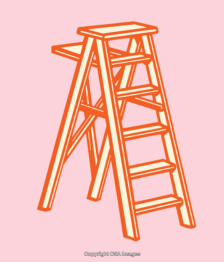 Minimalist Orange Ladder Illustration on Soft Pink Background