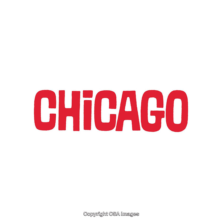 Bold Red Chicago Text Illustration Isolated on a White Background