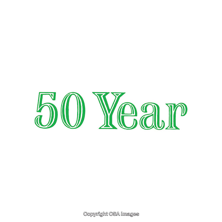 Green Text Displaying 50 Year Anniversary Celebration Isolated on White Background