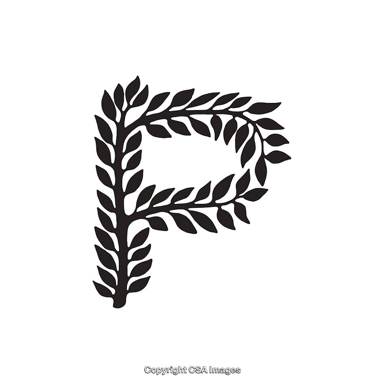Artistic Letter P Design Created with Stylized Leaf Motifs