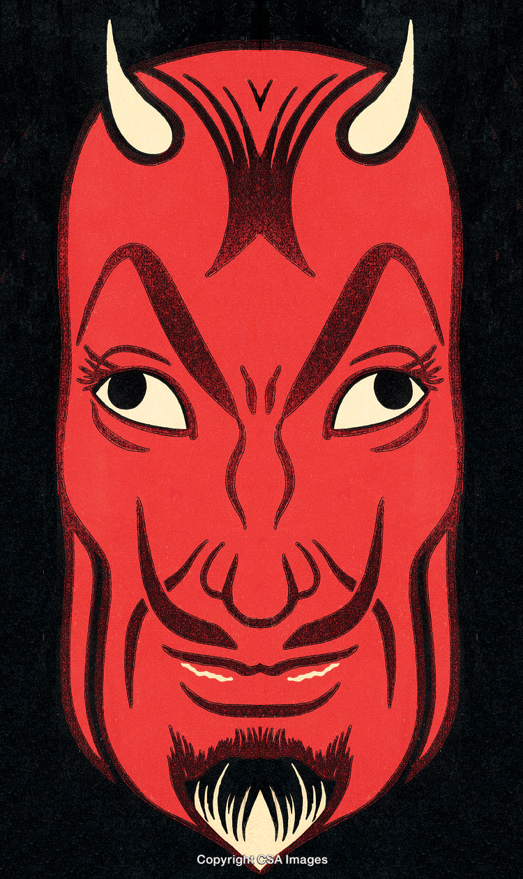 Abstract Illustration of a Devil Face in Bold Red Styling