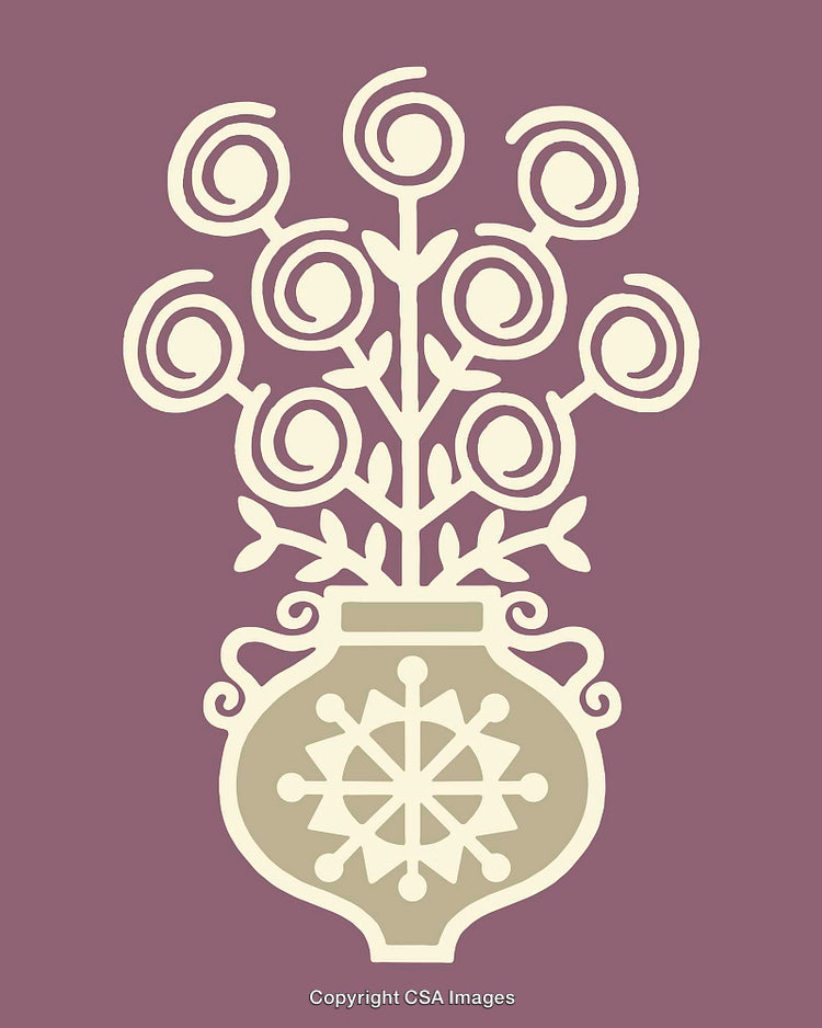 Decorative Floral Pot Design With Intricate Spiral Patterns and Ornamental Shapes