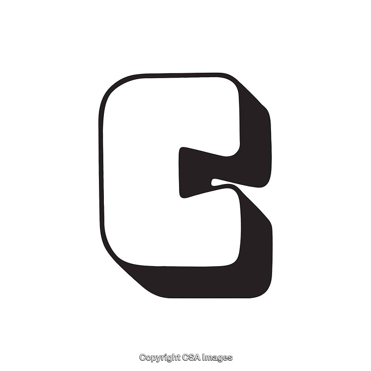 Bold Black Styled Letter C on a White Background