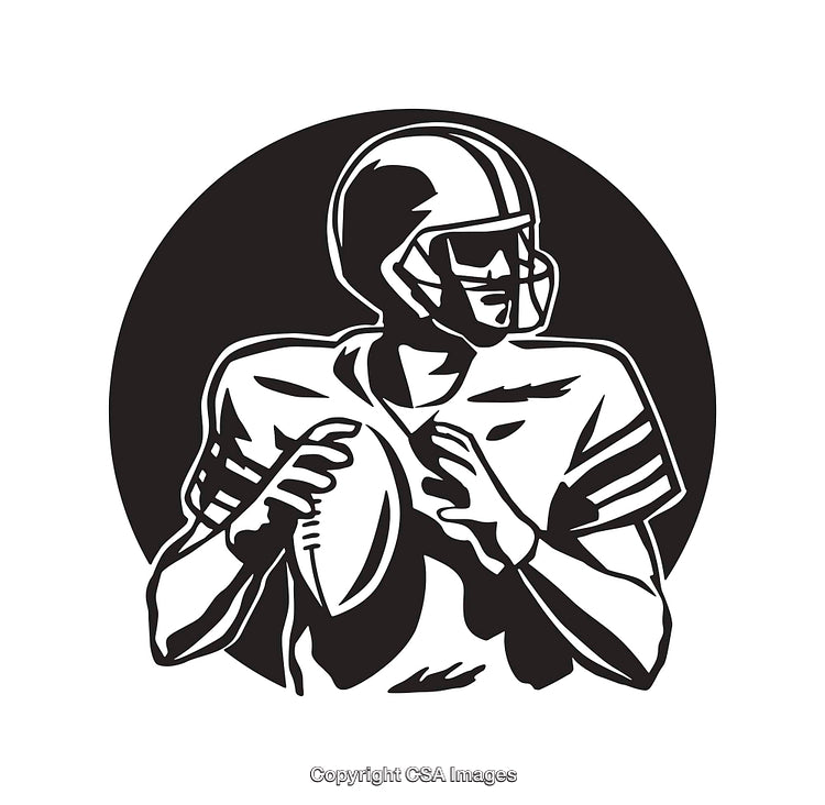 Illustration of a Quarterback in a Football Game Ready to Throw