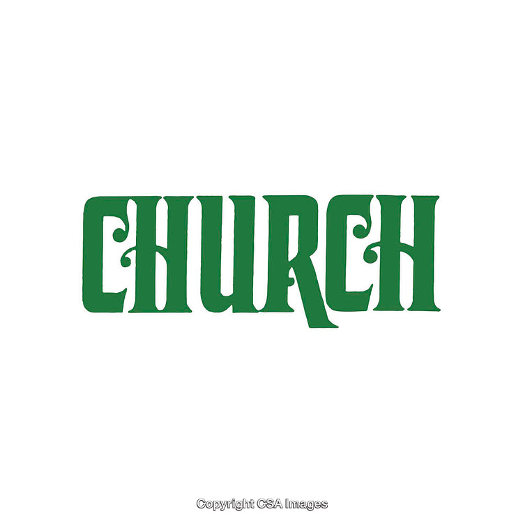 Retro Stylized Green Text Logo with the Word 'Church' in Bold Font