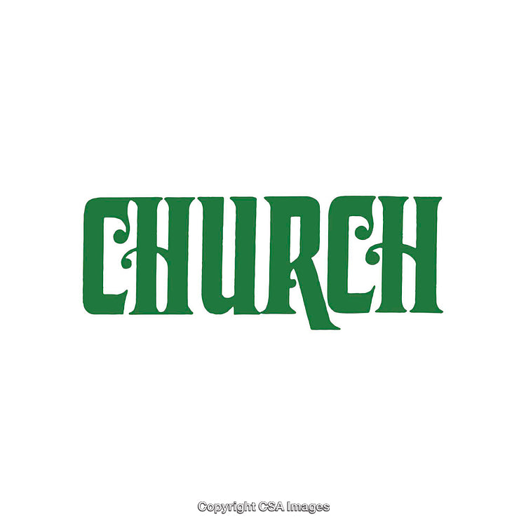 Retro Stylized Green Text Logo with the Word 'Church' in Bold Font