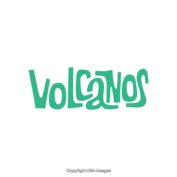 Creative Green Typography Design Featuring the Word 'Volcanos' on a White Background