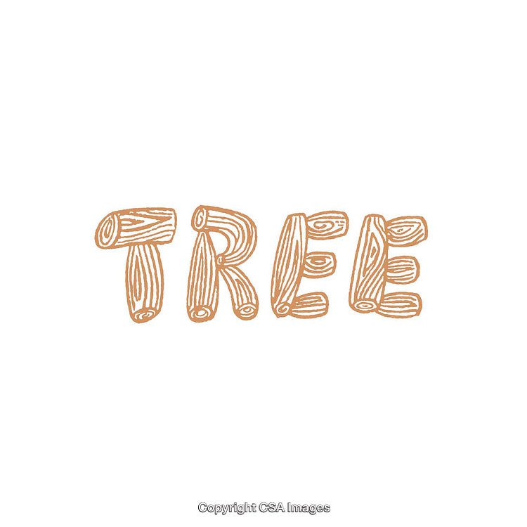 Creative Illustration of the Word 'Tree' Using Wooden Textured Letters