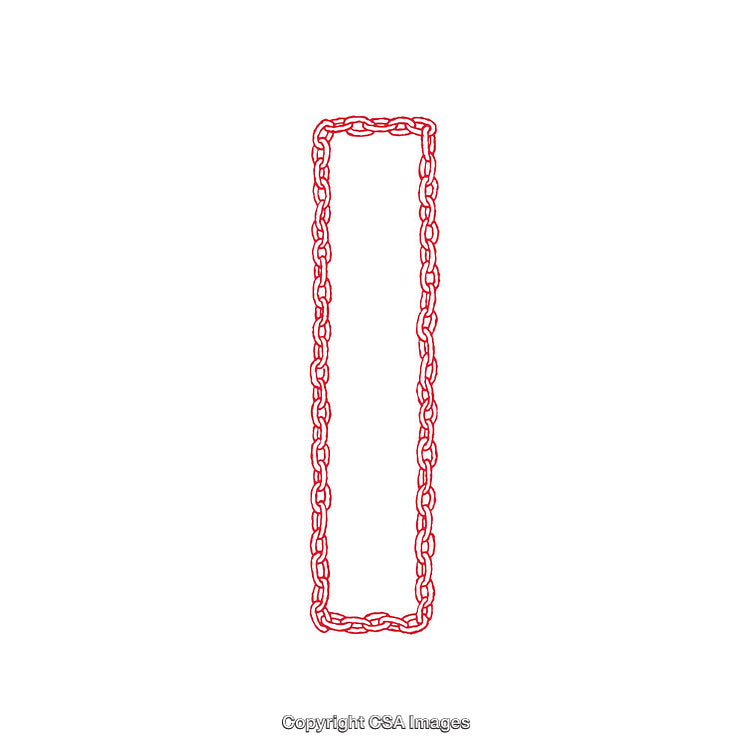 Red Rectangular Chain Shape Isolated on a White Background