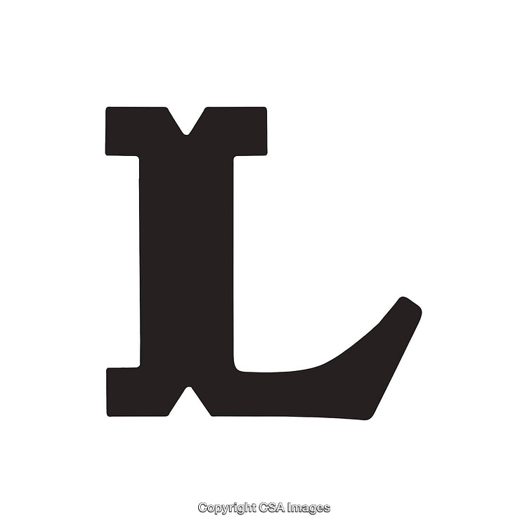 Bold Black Capital Letter L Isolated on a White Background