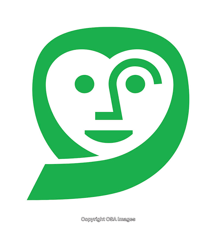 Abstract Green Icon Depicting a Smiling Face in Minimalist Style